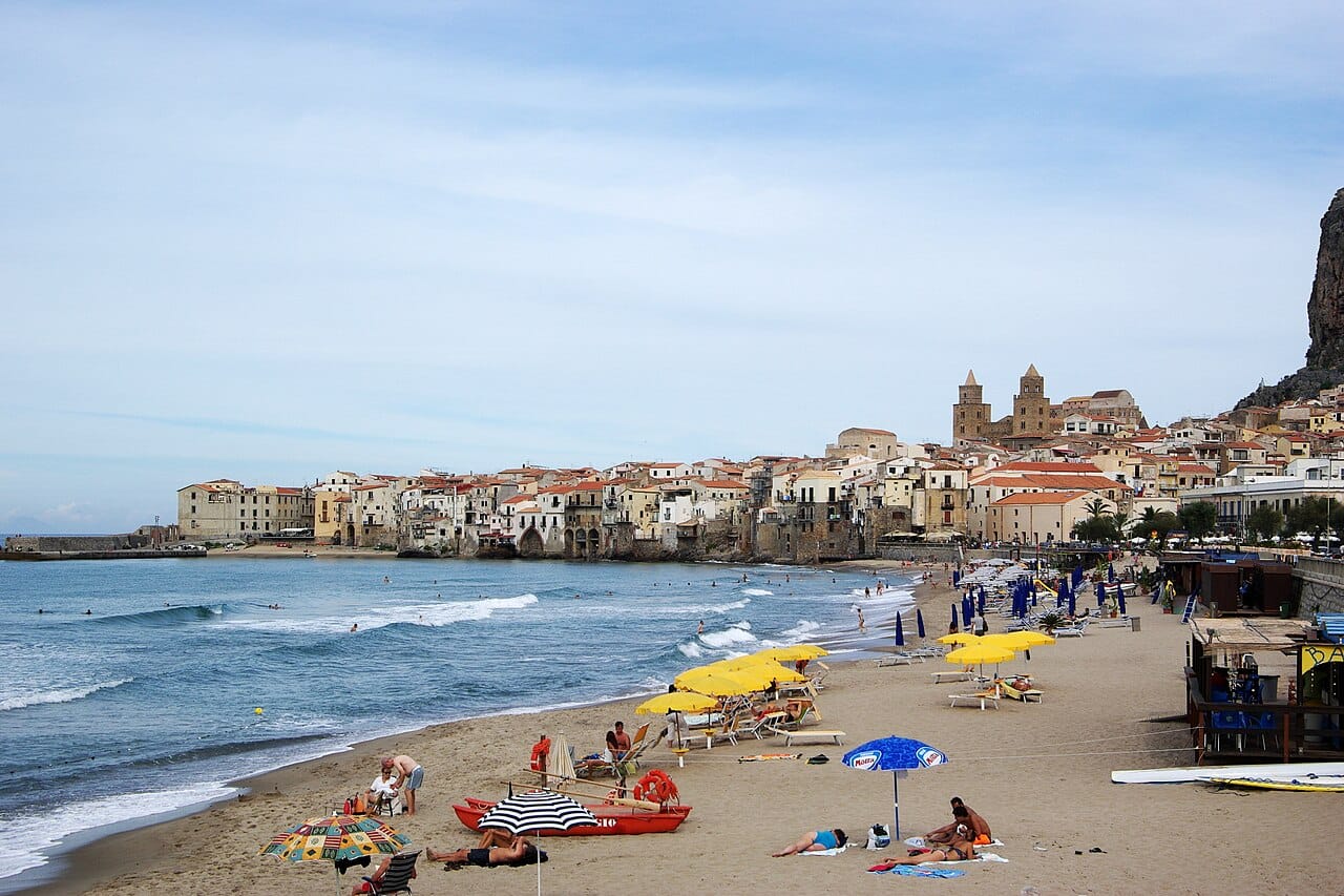 Cefalù Beach in Cefalù, Sicily, Italy