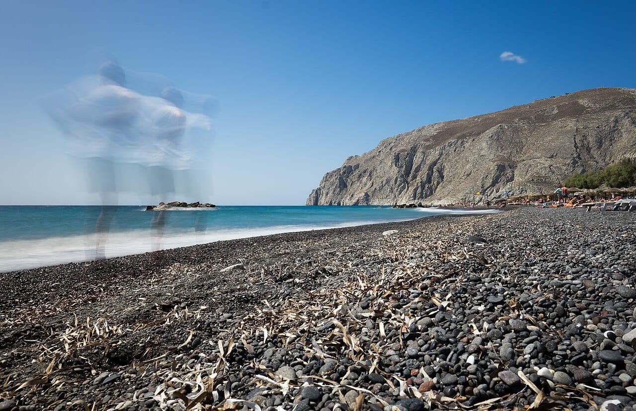 Kamari Beach in Santorini, Greece