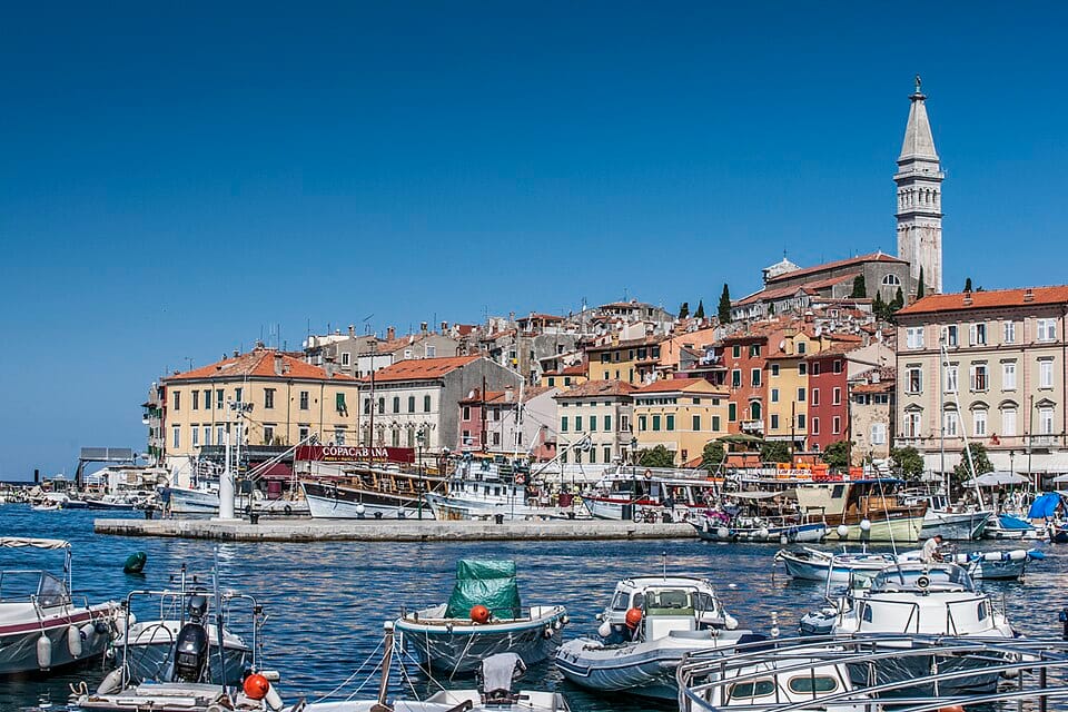 Mulini Beach in Rovinj, Istria, Croatia