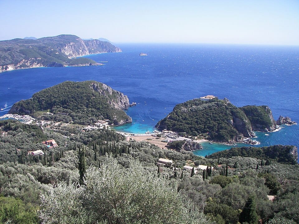 Paleokastritsa Beach in Corfu, Ionian, Greece