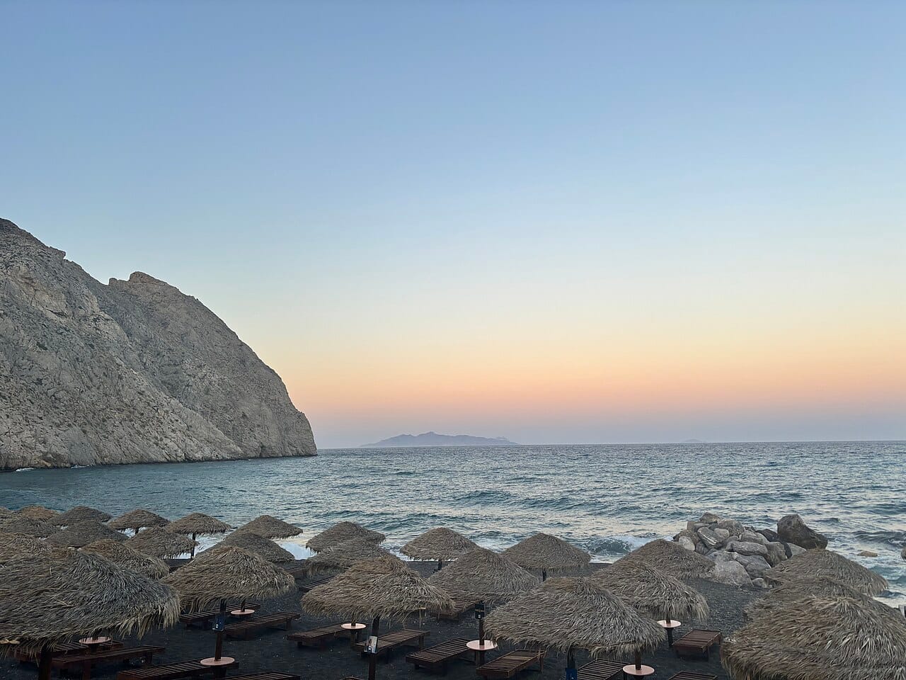 Perissa Beach in Santorini, Greece