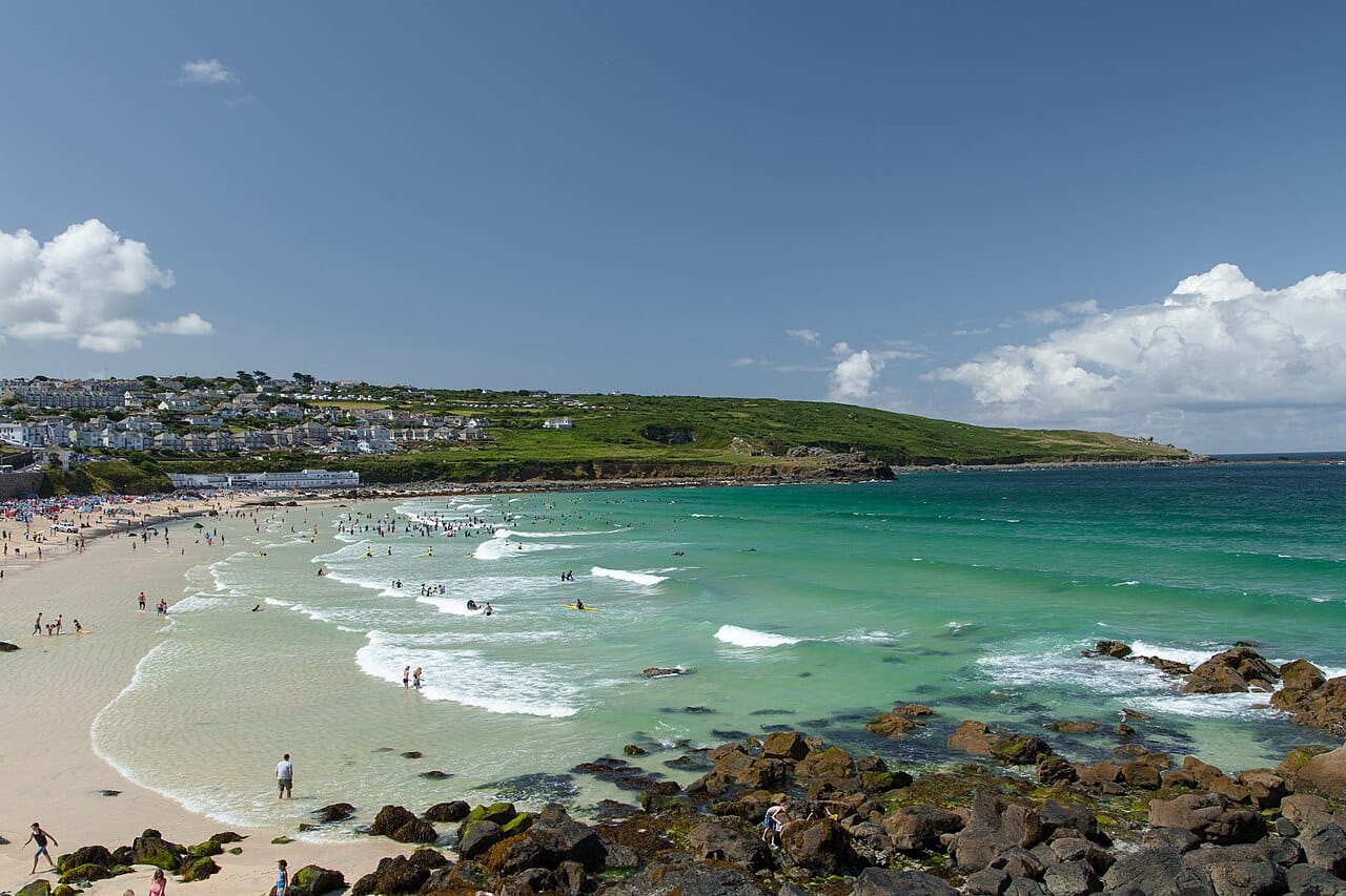 Porthmeor Beach in St Ives, Cornwall, United Kingdom