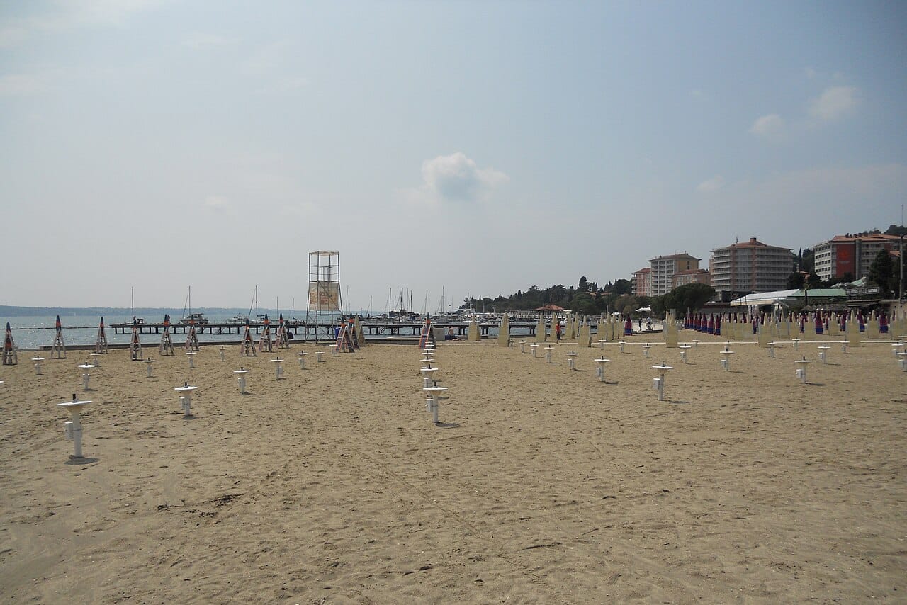 Portorož Beach in Portorož, Slovene Istria, Slovenia