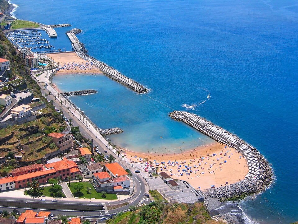 Praia da Calheta in Calheta, Madeira, Portugal