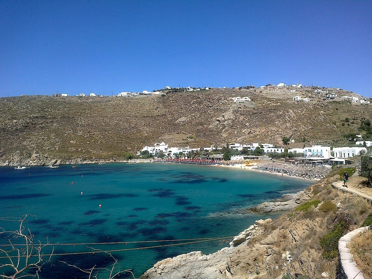 Psarou Beach in Mykonos, Cyclades, Greece
