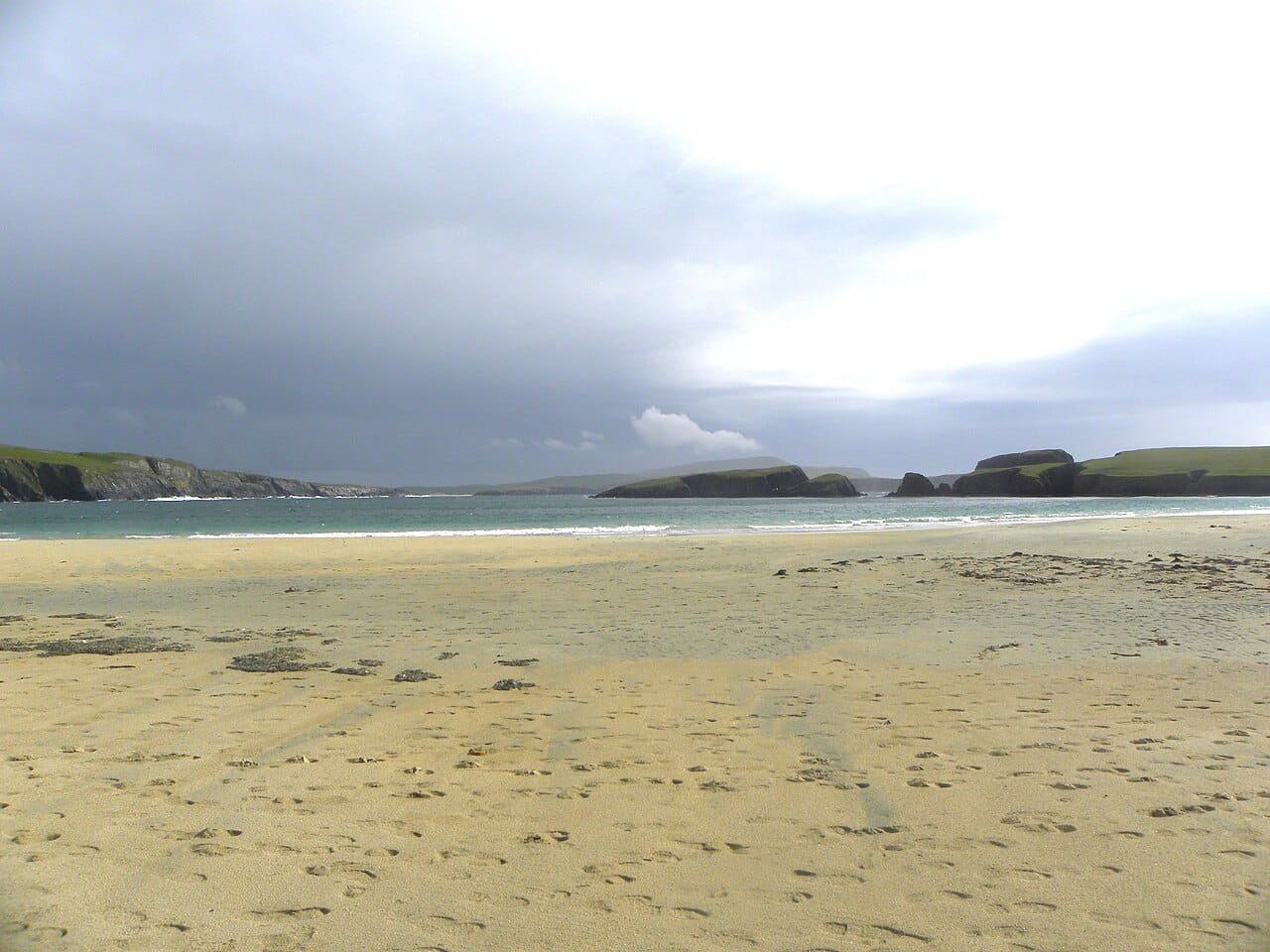 St Ninian's Isle Tombolo in Bigton, Shetland, United Kingdom