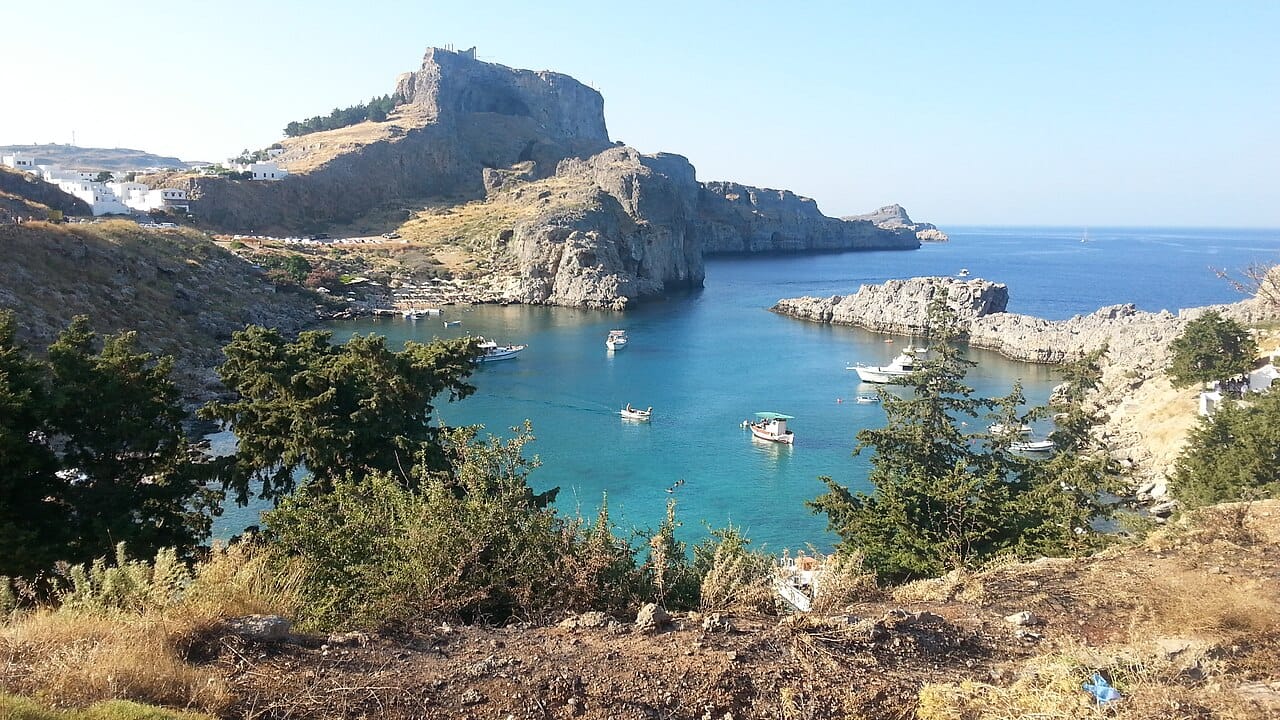 St Paul's Bay in Lindos, Rhodes, Greece
