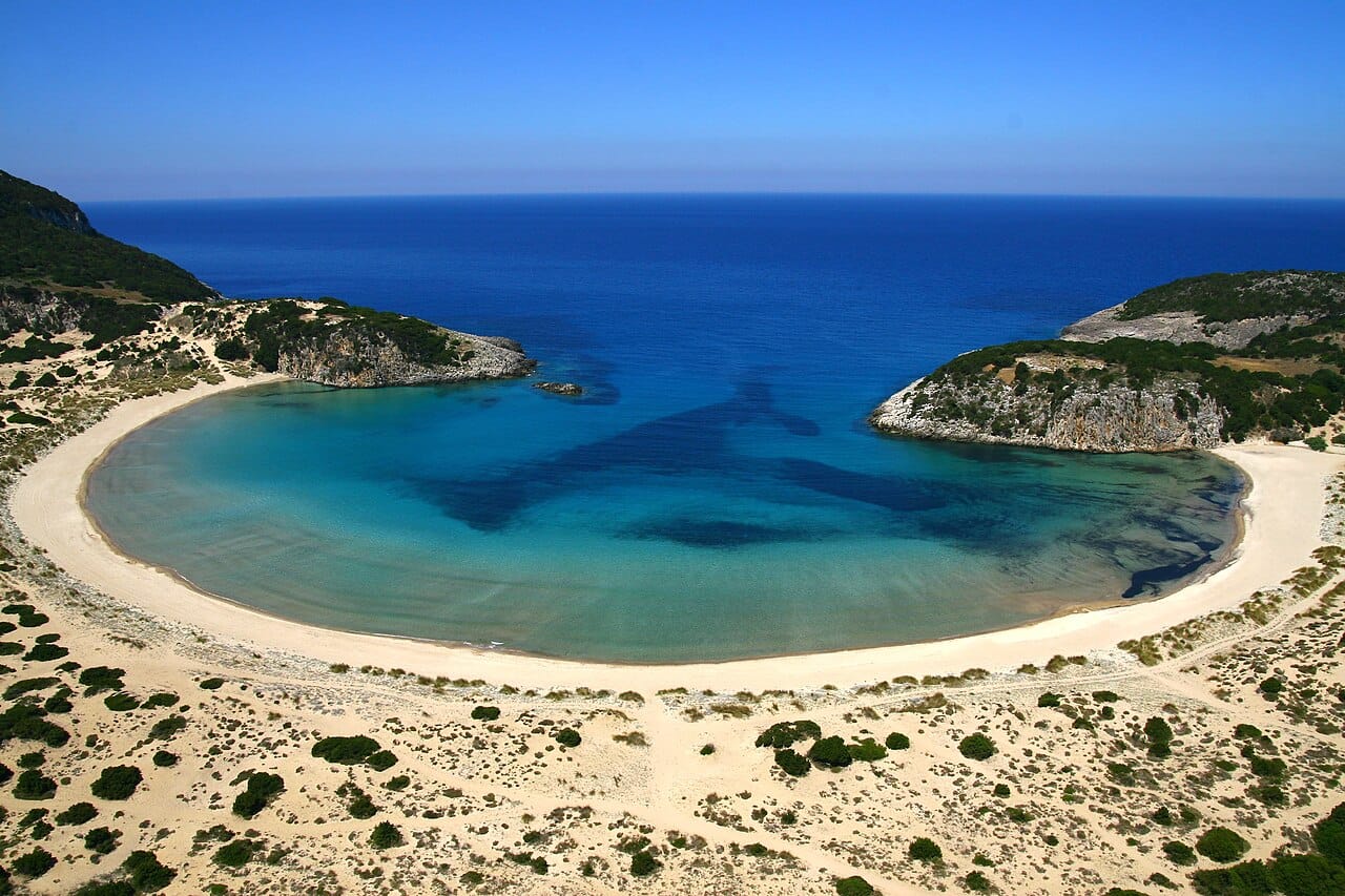 Voidokilia Beach in Pylos, Peloponnese, Greece